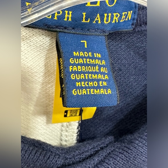 Polo Ralph Lauren Big Pony Navy T Shirt Wine Green COLORBLOCK Boys Size 7 - Picture 3 of 3